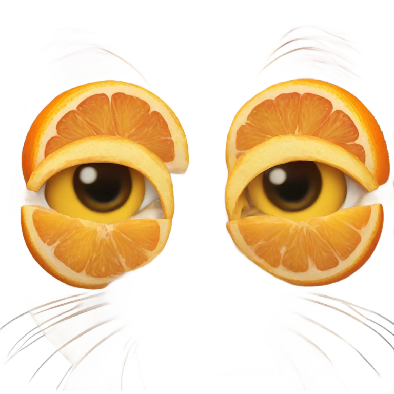 Cat with two orange slices for eyes emoji