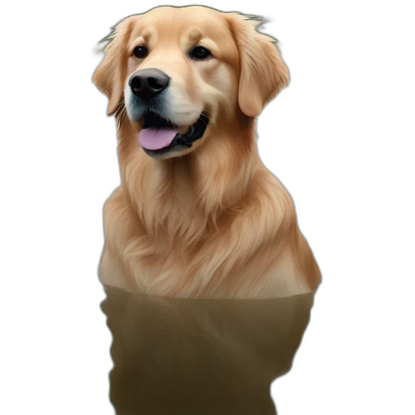 Golden retriever in a lake emoji