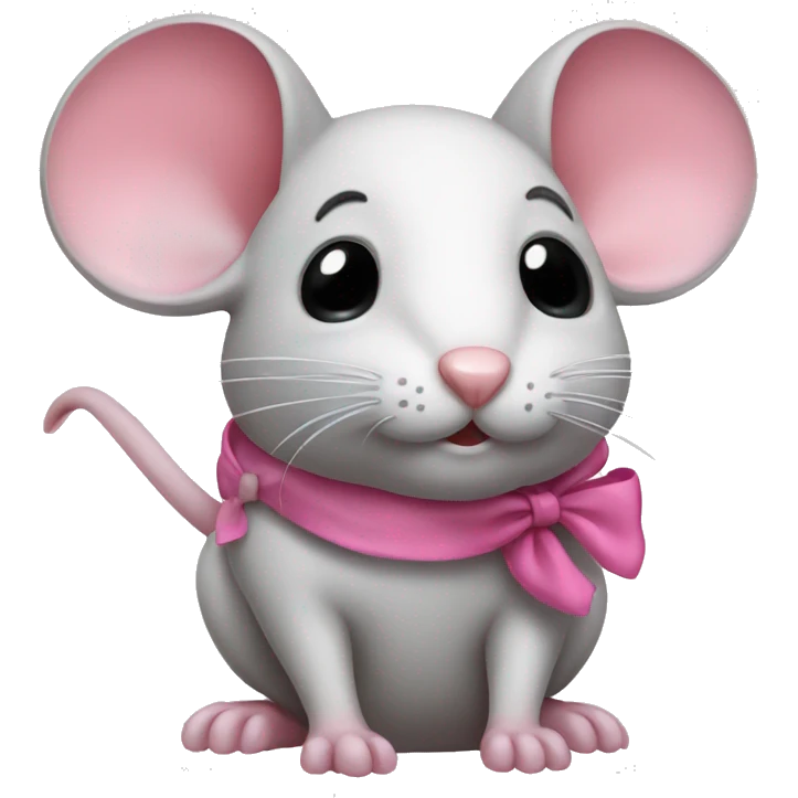 Mouse with pink bow crying emoji