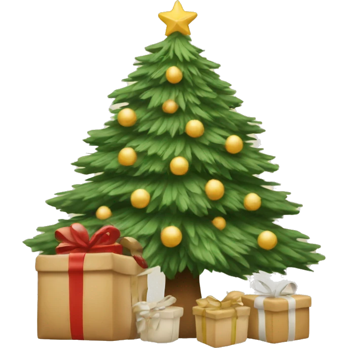 A cozy Christmas tree with beige gifts emoji