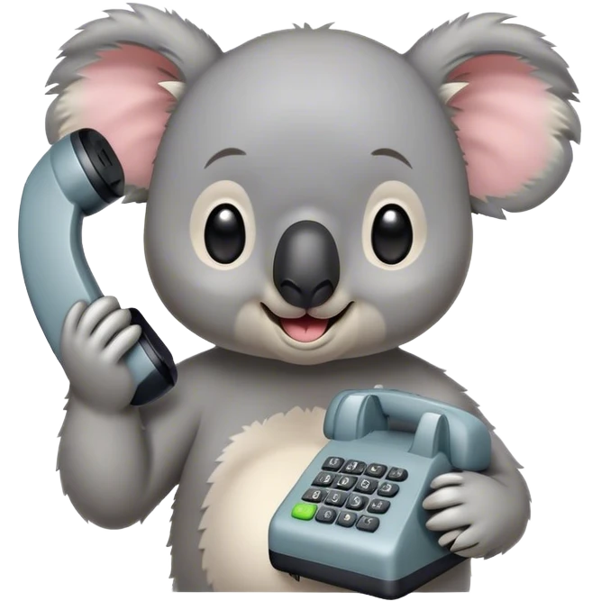 A phone emoji with phone being called by koala emoji