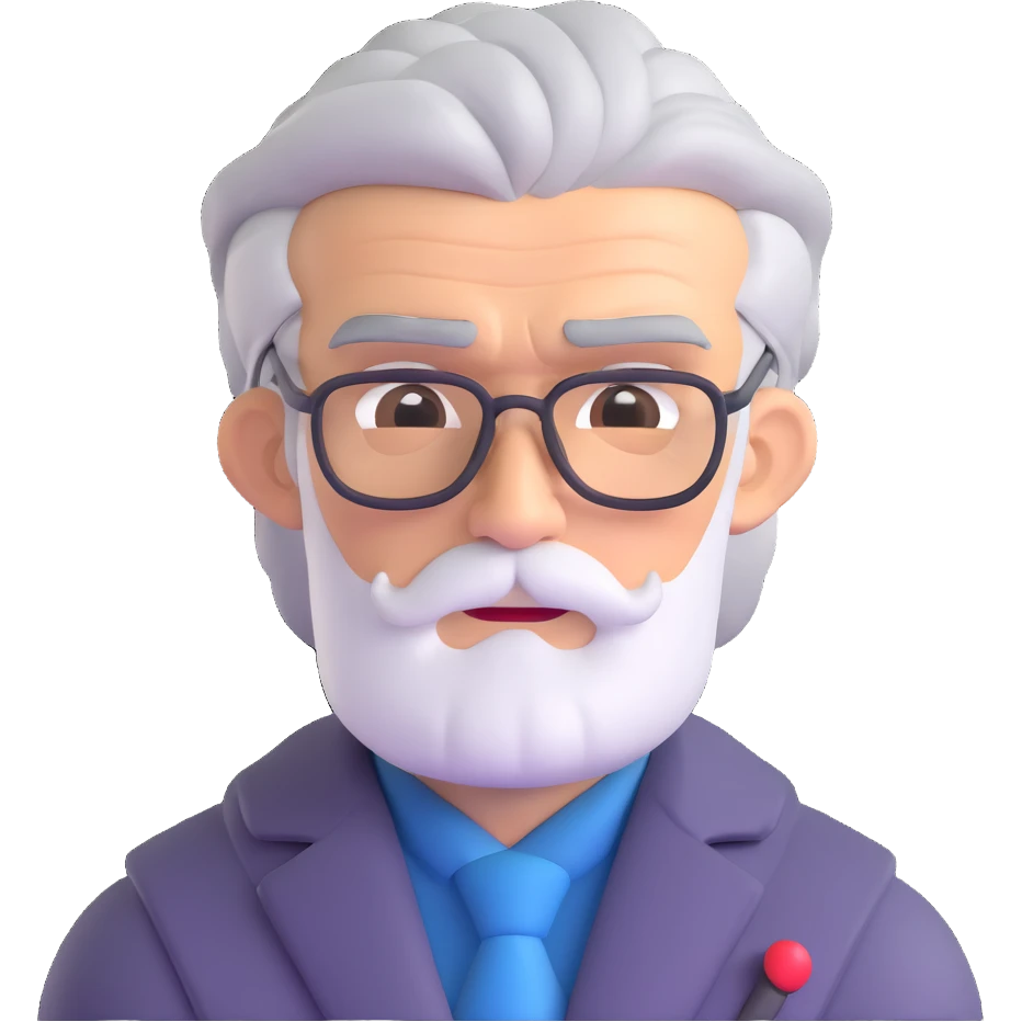 Professor Oak from Pokemon with grey hair emoji