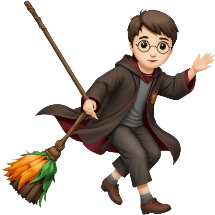 Harry Potter on the broom, flying  emoji
