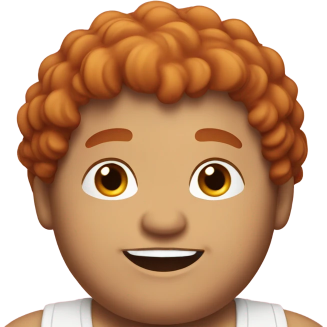 Bading redish curly few hair guy with corners in the hair chubby smiling emoji