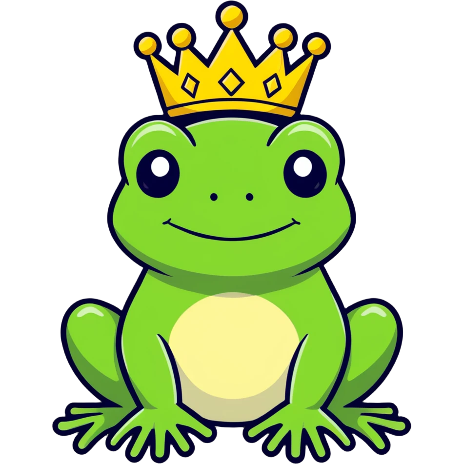 frog with a crown on its head emoji