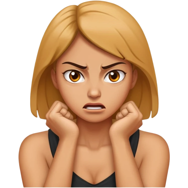 angry woman with her hands around her neck emoji