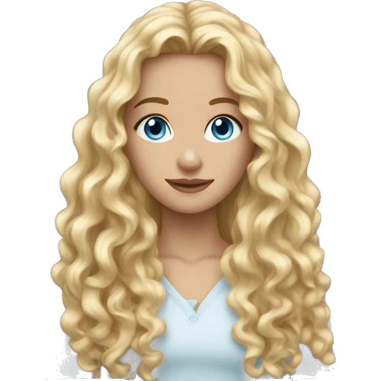 beautiful girl with long curly blonde hair and blue eyes emoji