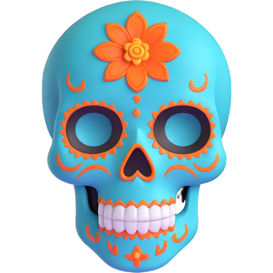 teal and orange sugar skull emoji
