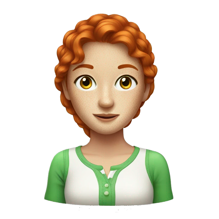 Red-haired girl with freckles and green eyes emoji