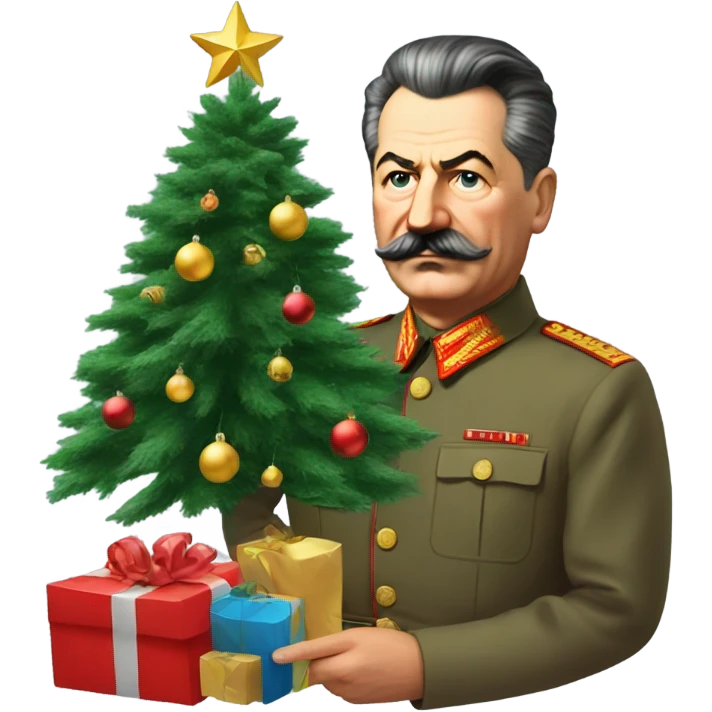 Stalin decorating a Christmas tree emoji