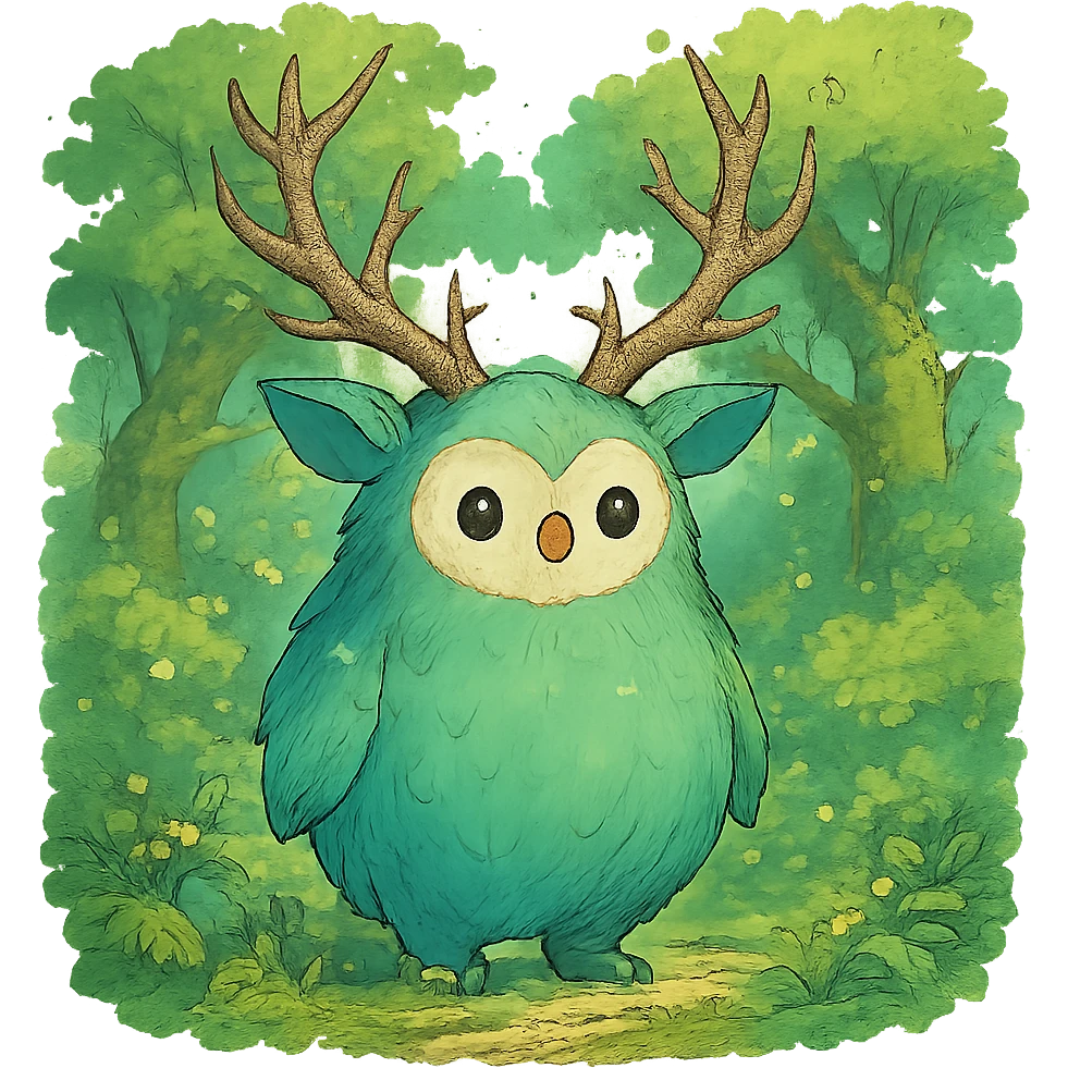 a whimsical forest spirit, ghibli style, detailed, vibrant, magical atmosphere emoji