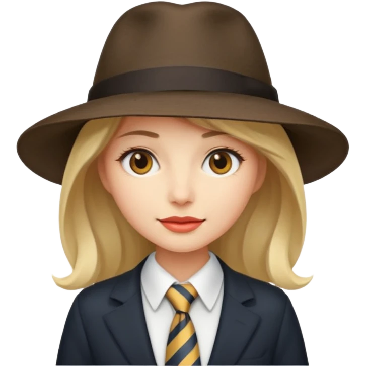 Woman in wide-brim hat & tie emoji