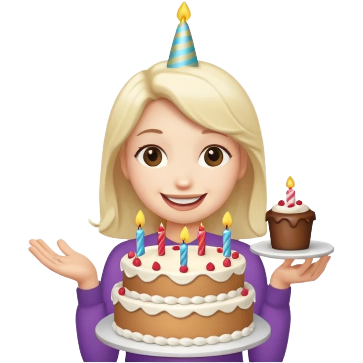 Winky face holding birthday cake emoji