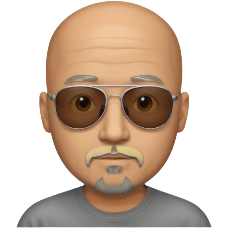 Bald man, wearing sunglasses, gray goatee emoji