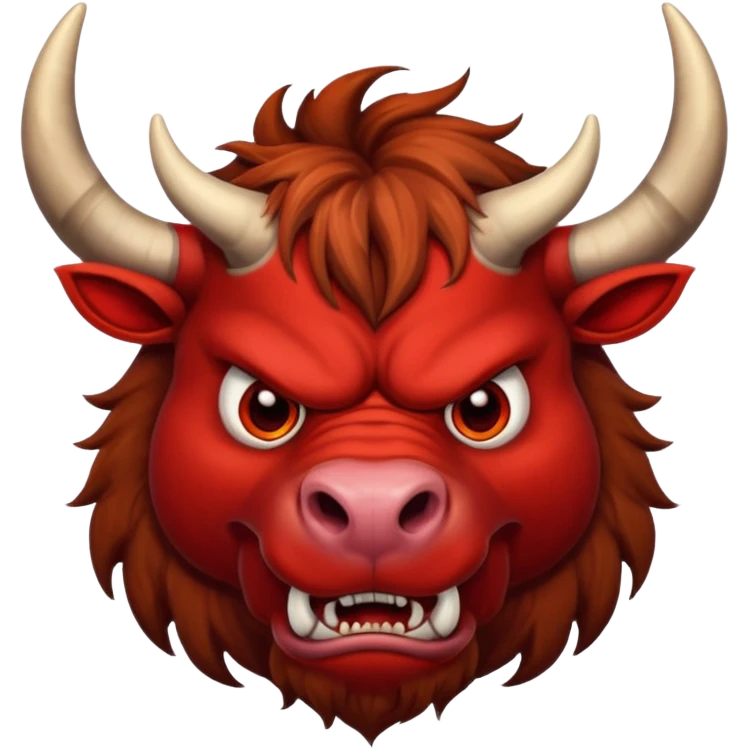 Generate a crazy bull, with a crazy face. Only face without body. emoji