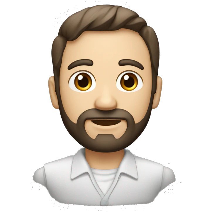 profesor joven moreno de pelo y blanco de piel con barba a cuerpo completo emoji