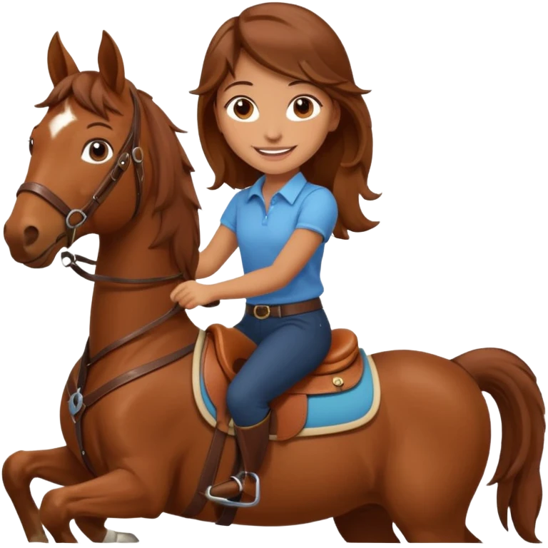 brown haired girl on a cheatnut hporse smiling' emoji