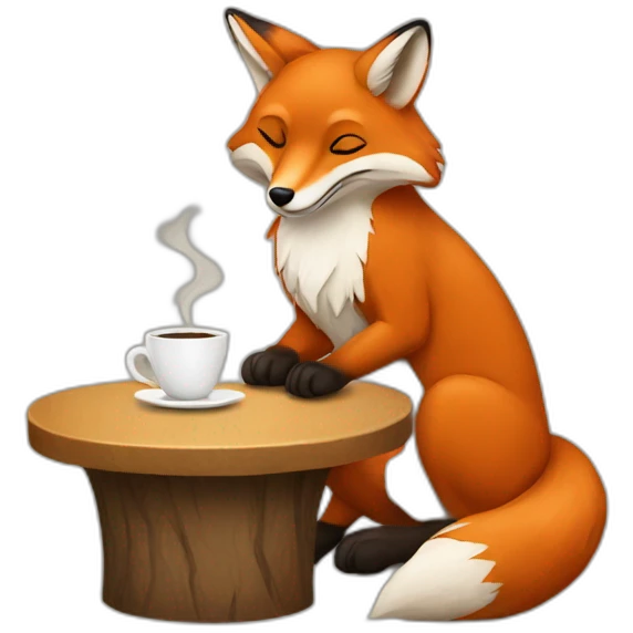 fox drinking coffee emoji
