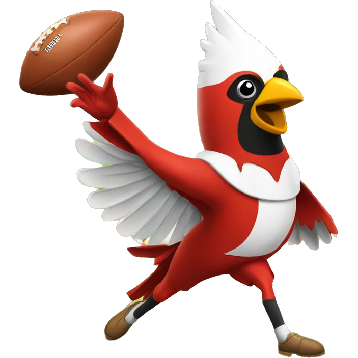 Cartoon cardinal bird kicking field goal emoji