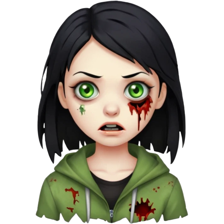 girl zombie with black hair emoji