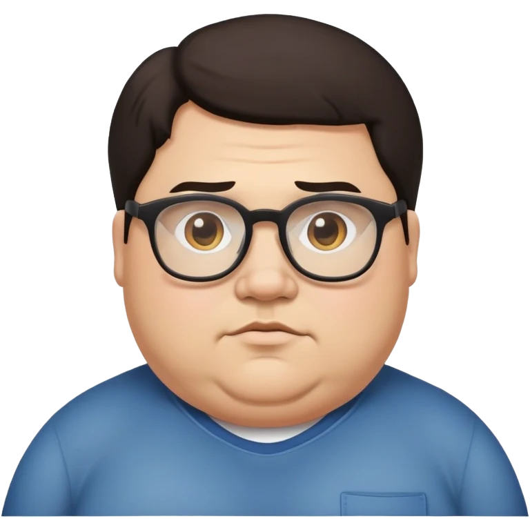 Fat man with dark hair and glasses emoji