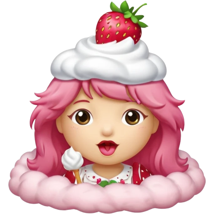 Strawberry shortcake blowing a kiss emoji