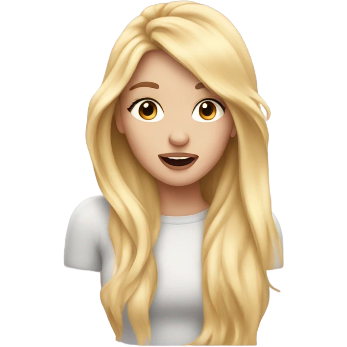 White girl with blonde hair blowing kisses emoji