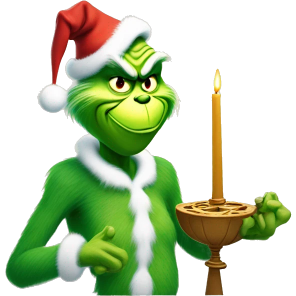 The grinch with a menorah  emoji