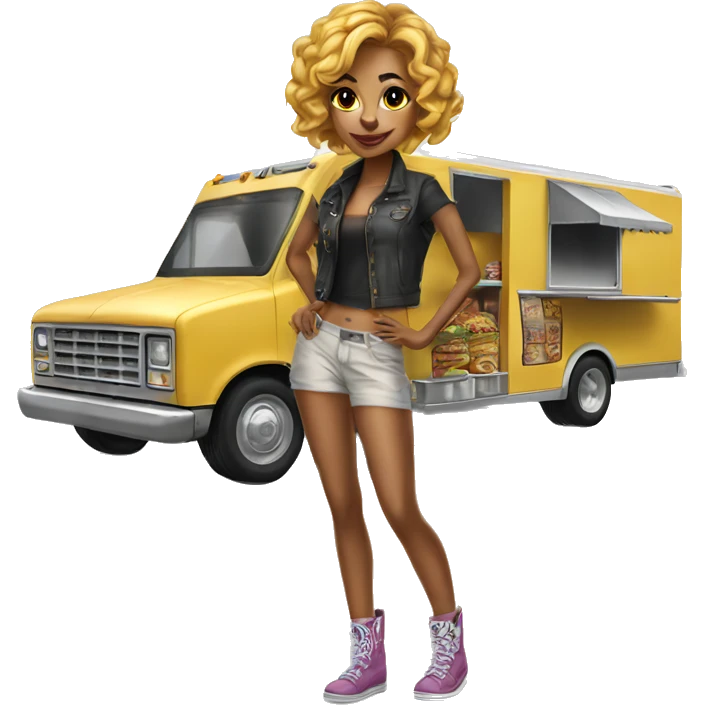 Realistic Catgirl’s lowrider food truck  emoji