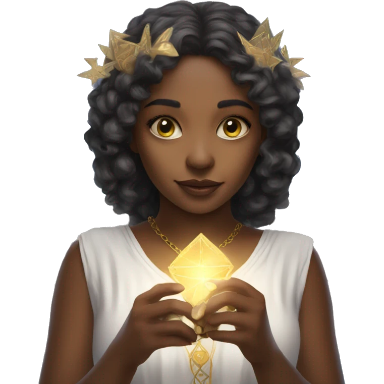 Beautiful angelic girl with tarot cards  emoji
