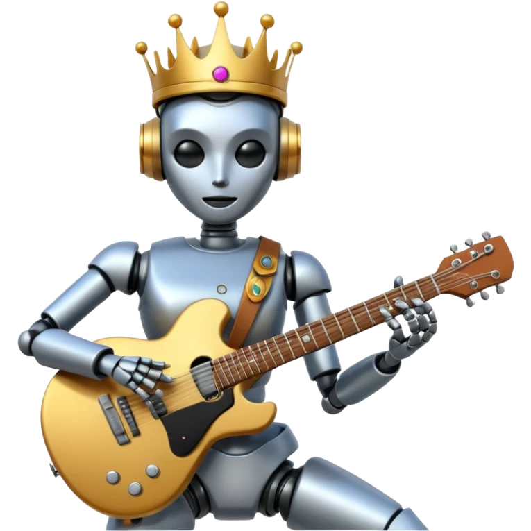 robot queen is playing on guitar emoji