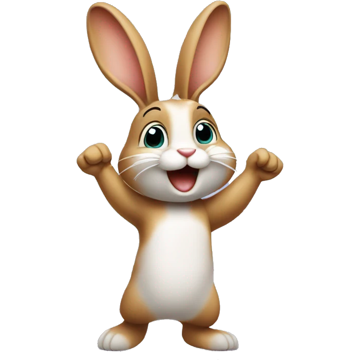 happy rabbit stands on two legs emoji