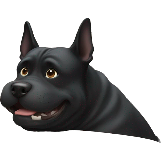Fat black dog begging at a table emoji