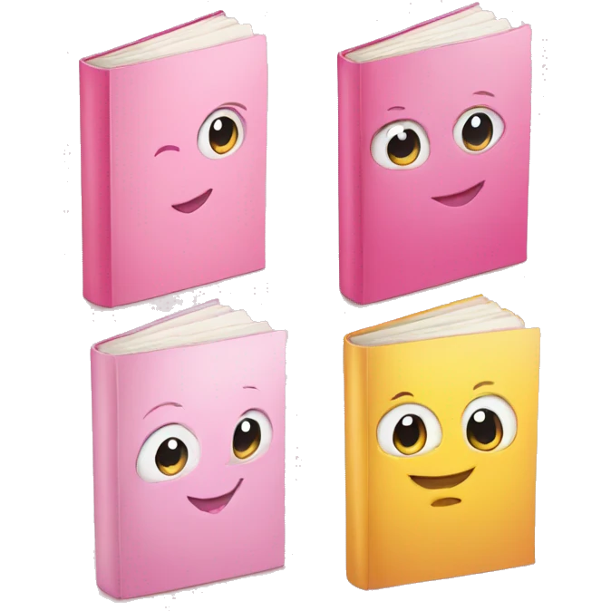 4 Books in 2 pink and 2 baby pink  emoji