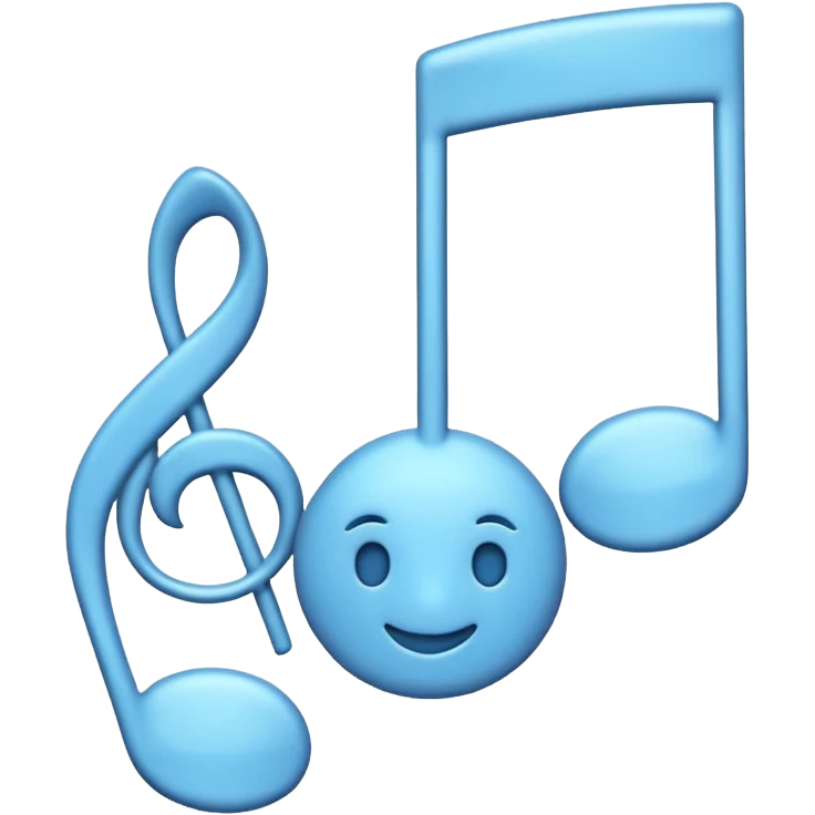 Emoji-style music note with two smaller music notes, rounded and playful, soft shading - playing music on repeat emoji