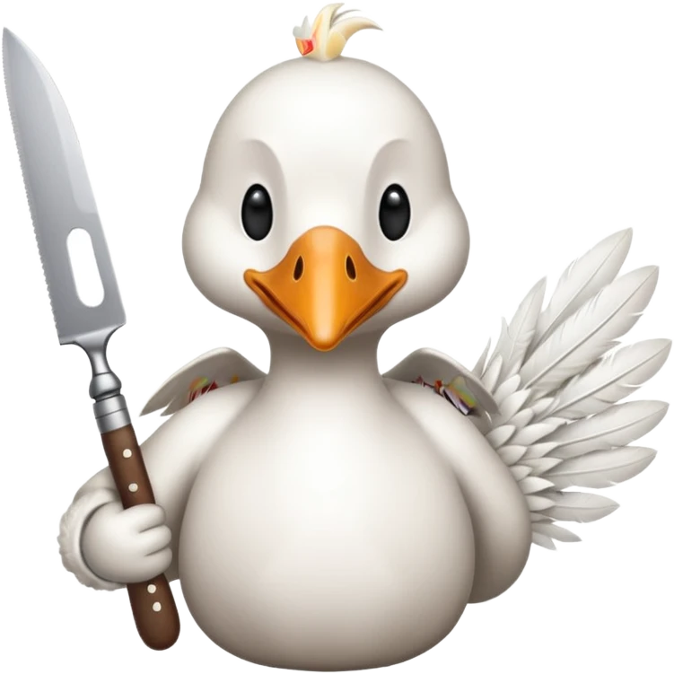 goose holding knife in mouth emoji