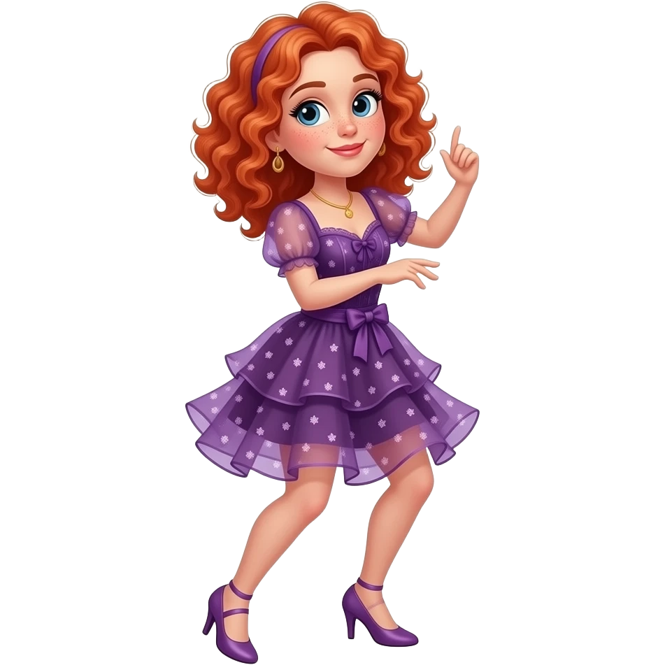 Fille rousse bouclés tâches de rousseur salsa emoji