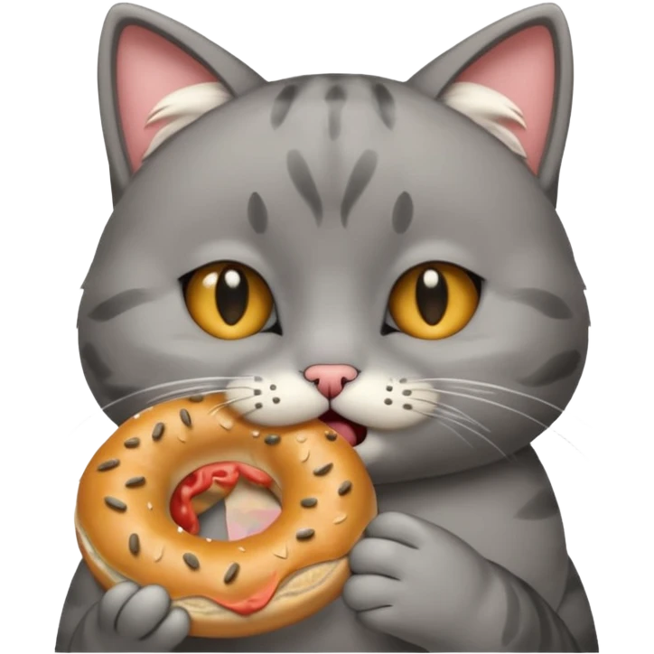 Ağlayan üzgün simit yiyen kedi emoji