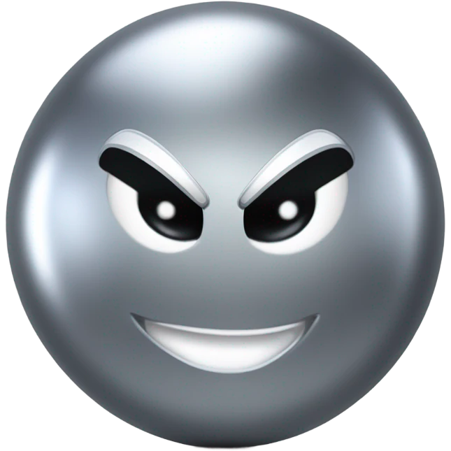 shiny metal ball that has the smooth, reflective surface of steel, with Kirby-style eyes—those simple, oval, black eyes with a white highlight, giving it a cute and expressive look. Now, this metal ball has four car wheels attached to it emoji