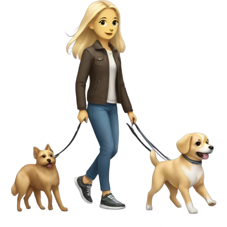 Blonde girl walking dog emoji