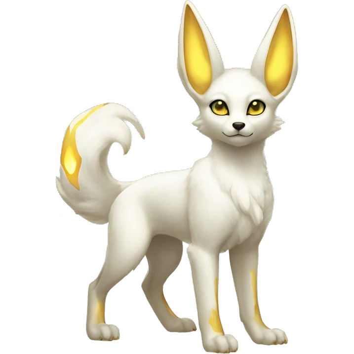 Shiny White Angelic Godly Electric Albino Umbreon. cyan eyes and cyan markings. Golden Anubis-rings. full body emoji