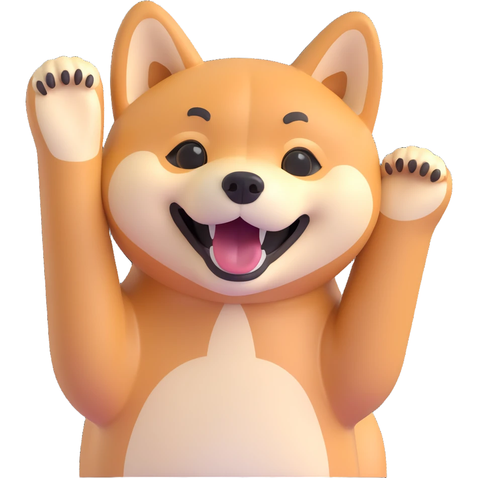 shiba inu, excited emoji