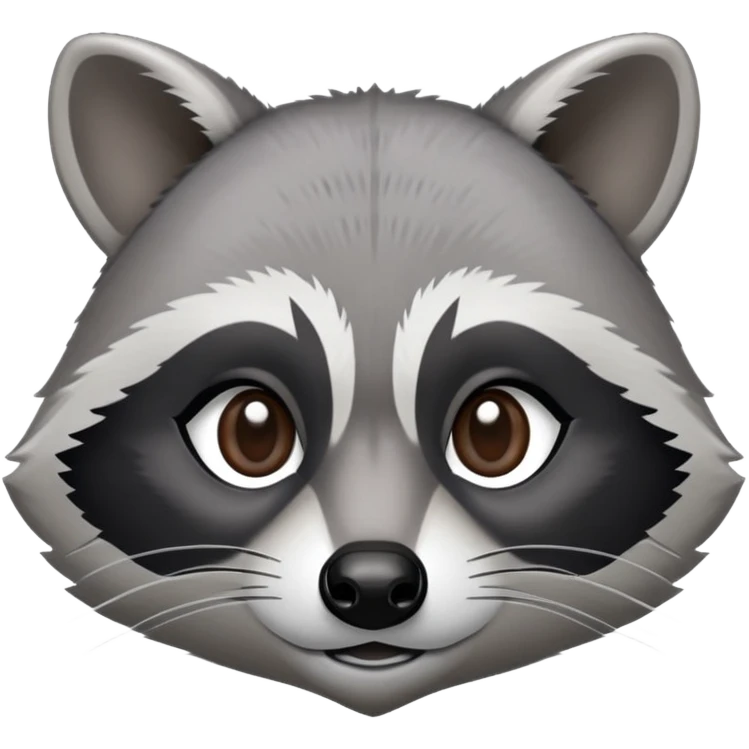 Cinematic-Noble-Raccoon-Portrait-Emoji – Poised and confident, with a sturdy build and a beautifully textured fur of silver-grey accented by dark black facial markings, deep-set, intelligent brown eyes, simplified yet sharp and sophisticated. emoji