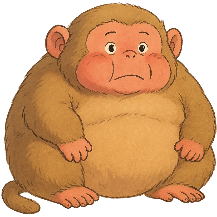ghibli style super fat monkey emoji