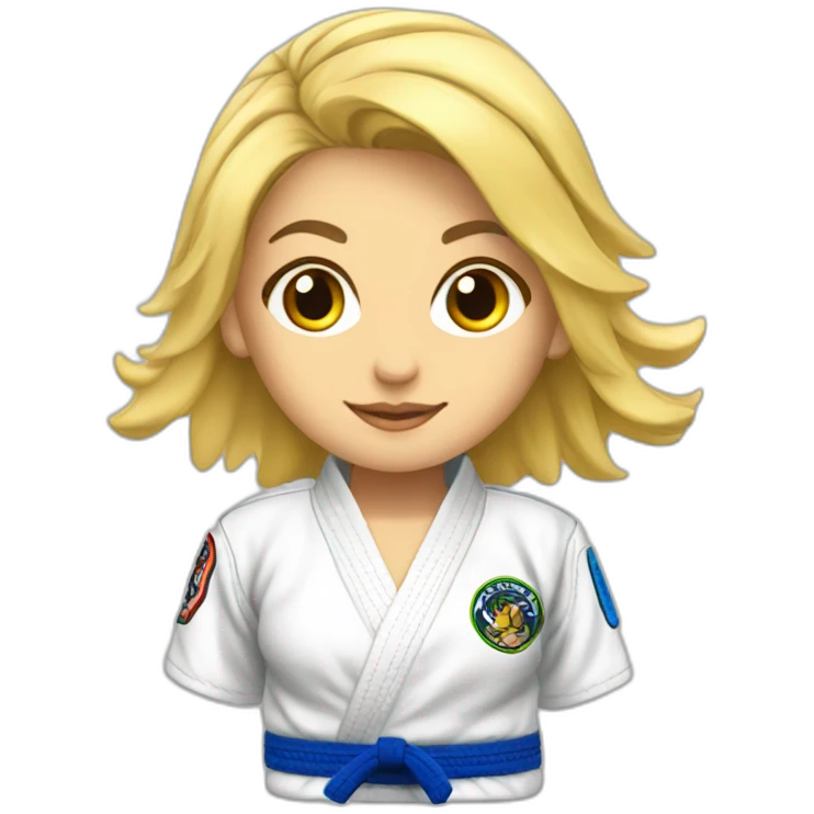 Beautiful blonde woman angel wearing Jiu-Jitsu BJJ gi emoji
