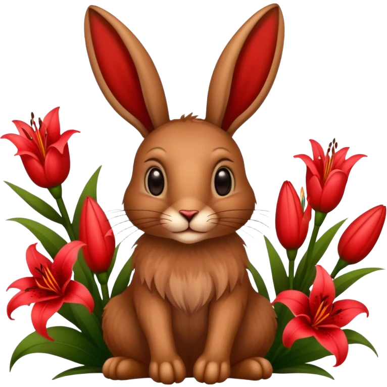 Hase mit roten Lilien emoji