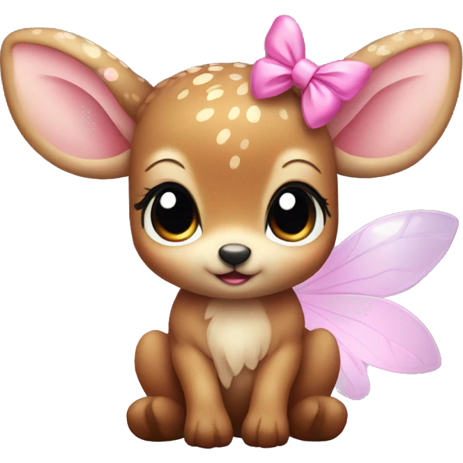 baby deer with fairy wings and a pink bow around its neck  emoji