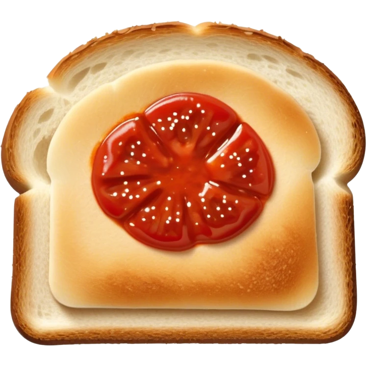 slice of bread with with a line small amount of tomatoe sauce on top emoji