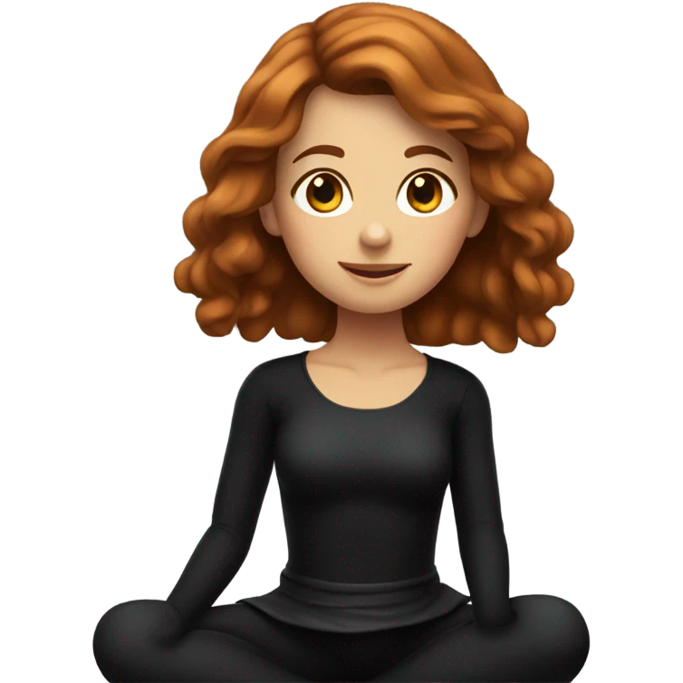 full body girl with chestnut hair sitting in black costume on the floor emoji