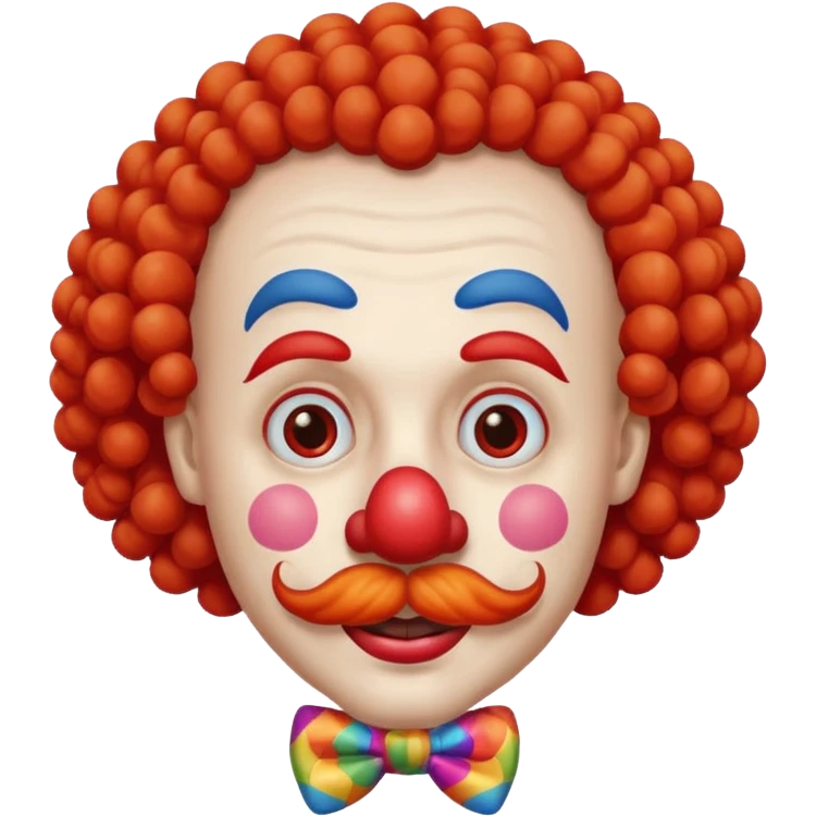 Classic clown — curly mustache, red nose emoji